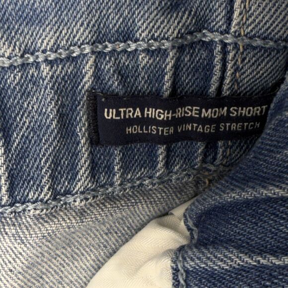 HOLLISTER Womens Light Denim Wash Paper Bag Ultra High Rise Mom Shorts Size 1 - Picture 5 of 9